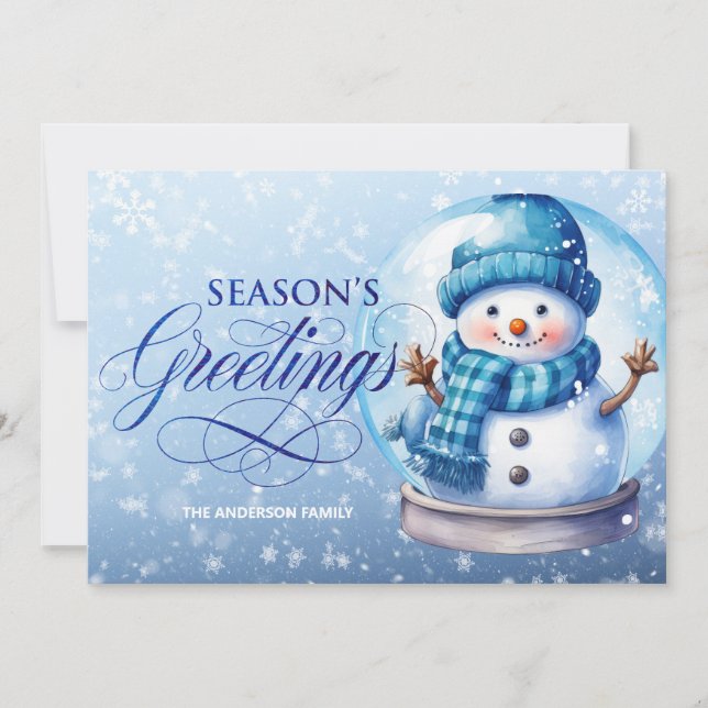 Cartes Pour Fêtes Annuelles Bonnes Fêtes Snowman Blue Noël (Devant)