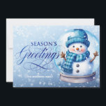 Cartes Pour Fêtes Annuelles Bonnes Fêtes Snowman Blue Noël<br><div class="desc">"Bonnes Fêtes" personnalisable horizontalement formaté carte de voeux de Noël avec un mignon bonhomme de neige à l'intérieur d'un globe de neige sur un arrière - plan bleu doux. Personnalisez avec votre nom de famille. Contactez-moi pour obtenir de l'aide sur vos personnalisations ou pour demander des produits Zazzle correspondants ou...</div>