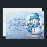 Cartes Pour Fêtes Annuelles Bonnes Fêtes Snowman Blue Noël<br><div class="desc">"Bonnes Fêtes" personnalisable horizontalement formaté carte de voeux de Noël avec un mignon bonhomme de neige à l'intérieur d'un globe de neige sur un arrière - plan bleu doux. Personnalisez avec votre nom de famille. Contactez-moi pour obtenir de l'aide sur vos personnalisations ou pour demander des produits Zazzle correspondants ou...</div>