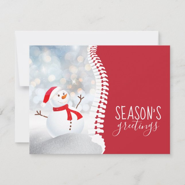 Cartes Pour Fêtes Annuelles Bonnes Fêtes Snowman Spine Chiropratique (Devant)