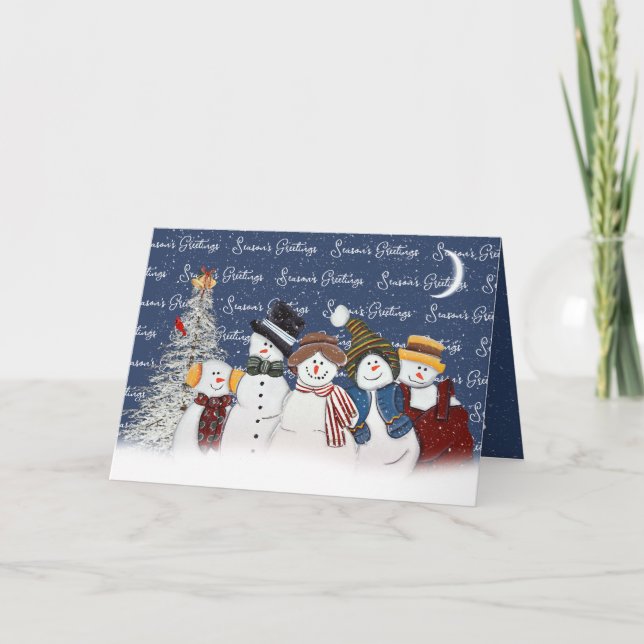 Cartes Pour Fêtes Annuelles Bonnes Fêtes Snowmen Dans Les Snowflakes (Devant)