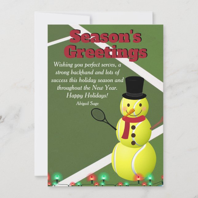 Cartes Pour Fêtes Annuelles Bonnes Fêtes Tennis Ball Snowman Noël (Devant)