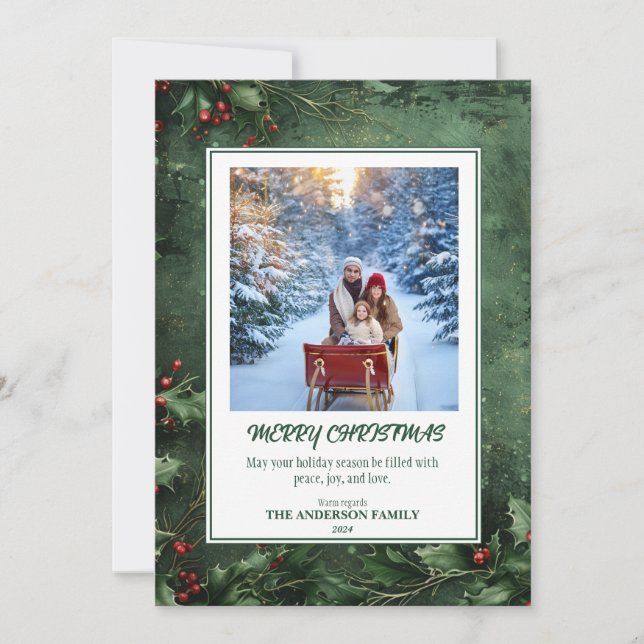 Cartes Pour Fêtes Annuelles Bonnes Fêtes : Un Noël Holly Jolly (Devant)