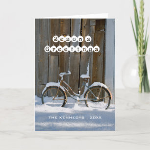 Cartes Pour Fêtes Annuelles Bonnes Fêtes - Vieux Vélo couvert de neige
