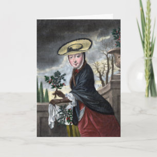 Cartes Pour Fêtes Annuelles Bonnes Fêtes vintages : Une femme qui ramasse Holl