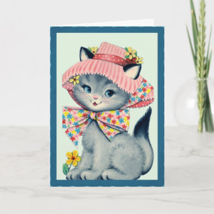 Cartes Pour Fêtes Annuelles Bonnet vintage de Pâques Kitty