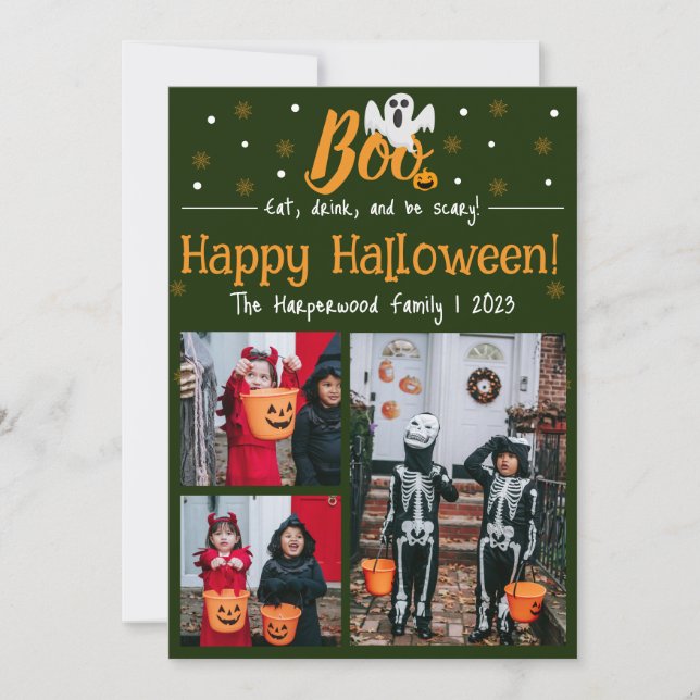Cartes Pour Fêtes Annuelles Boo citrouille jack-o-lanterne Halloween Collage p (Devant)