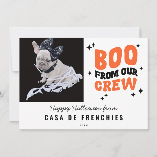 Cartes Pour Fêtes Annuelles Boo de l'équipe | Photo rétro moderne de Halloween (Devant)
