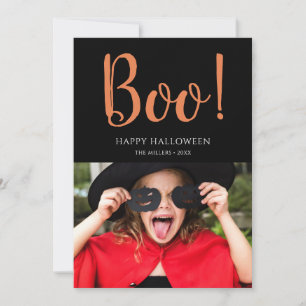 Cartes Pour Fêtes Annuelles Boo Halloween photo moderne noir