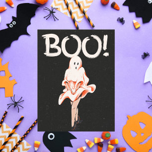 Cartes Pour Fêtes Annuelles Boo ! Halloween vintage en ghost costume