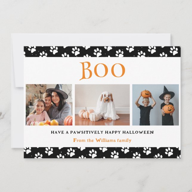 Cartes Pour Fêtes Annuelles Boo Pet Animaux Photo Happy Halloween (Devant)