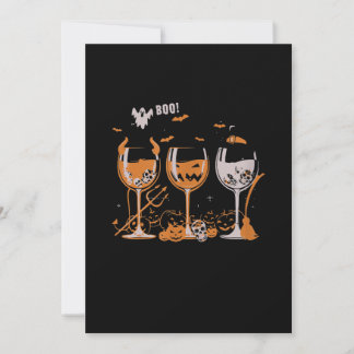 Cartes Pour Fêtes Annuelles Boo Vin Verre Citrouille crâne Sorcière Demon Hall