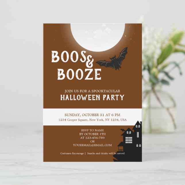 Cartes Pour Fêtes Annuelles Boos and booze night, Halloween Party Celebration (Debout devant)