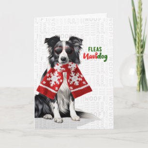 Cartes Pour Fêtes Annuelles Border Collie Chien Drôle Puces Navidog Noël