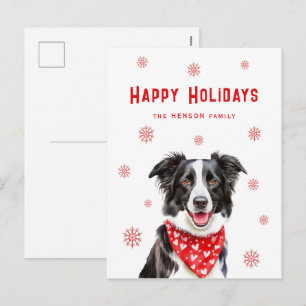 Cartes Pour Fêtes Annuelles Border Collie foulard rouge à coeur Noël 