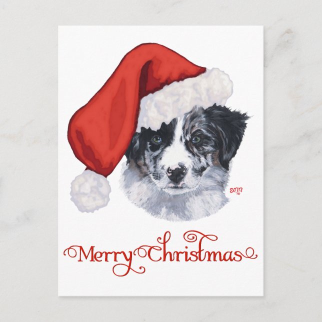 Cartes Pour Fêtes Annuelles Border Collie Noël (Devant)