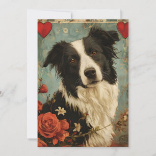 Cartes Pour Fêtes Annuelles Border Collie Saint-Valentin vintage