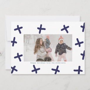 Cartes Pour Fêtes Annuelles Bordure amusante moderne Croix de Noël bleues et