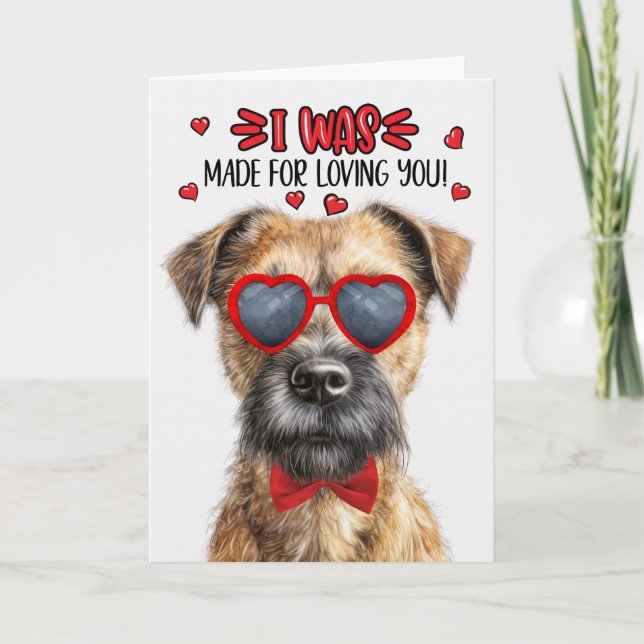 Cartes Pour Fêtes Annuelles Bordure Chien Terrier fait pour vous aimer Valenti (Devant)
