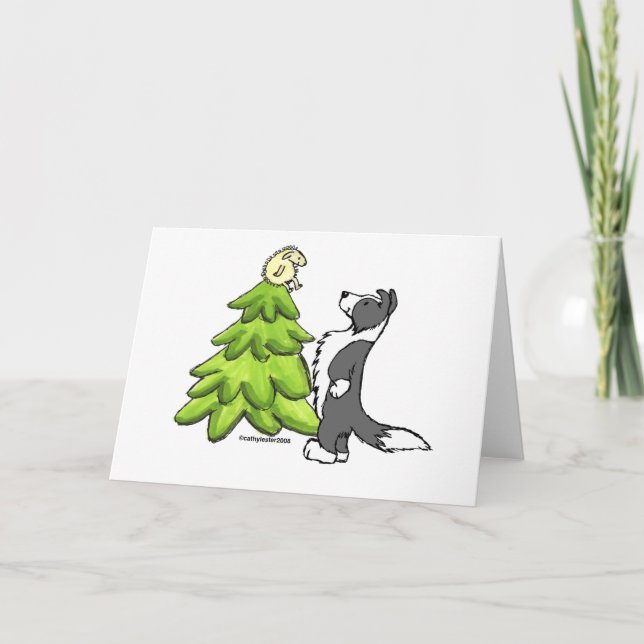 Cartes Pour Fêtes Annuelles Bordure Collie Noël (Devant)