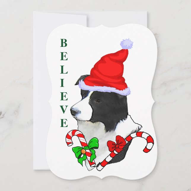 Cartes Pour Fêtes Annuelles Bordure Collie Noël (Devant)
