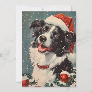 Cartes Pour Fêtes Annuelles Bordure Collie Noël