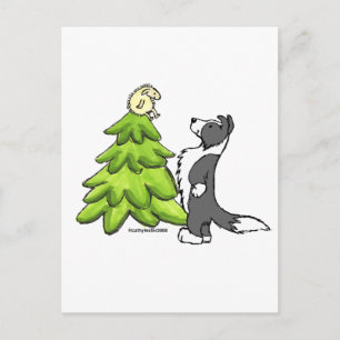 Cartes Pour Fêtes Annuelles Bordure Collie Noël