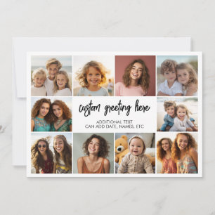 Cartes Pour Fêtes Annuelles Bordure de 10 photos avec texte centré - blanc noi