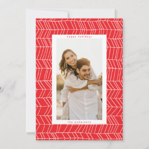 Cartes Pour Fêtes Annuelles Bordure de canne à bonbons de Noël rouge et blanc