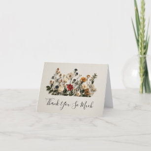 Cartes Pour Fêtes Annuelles Bordure de fleurs sauvages pressées avec le texte