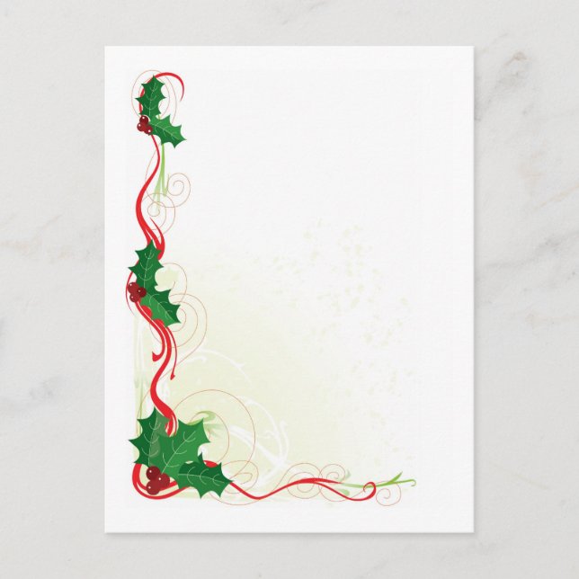 Cartes Pour Fêtes Annuelles Bordure de Noël Holly (Devant)