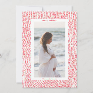 Cartes Pour Fêtes Annuelles Bordure de photo de Noël moderne rouge blanc joyeu