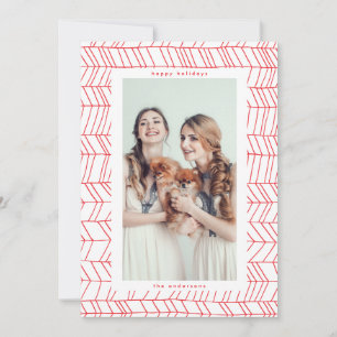 Cartes Pour Fêtes Annuelles Bordure simple de canne à bonbons de Noël rouge et