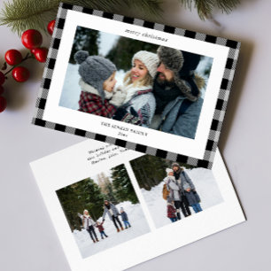 Cartes Pour Fêtes Annuelles Bordure simple gris noir plaqué 3 photos Noël