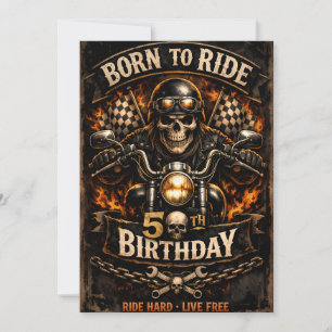 Cartes Pour Fêtes Annuelles Born to Ride 50th Birthday Biker Skull Card