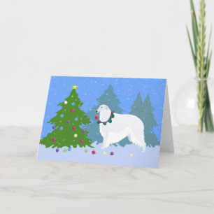 Cartes Pour Fêtes Annuelles Borzoi décorer l'arbre de Noël dans la forêt