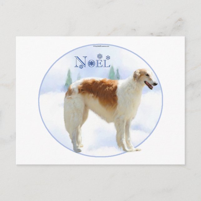 Cartes Pour Fêtes Annuelles Borzoi Noel (Devant)