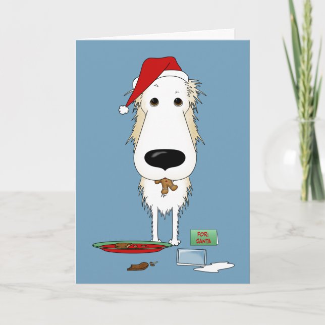 Cartes Pour Fêtes Annuelles Borzoi Père Noël - Cookies (Devant)