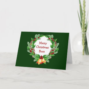 Cartes Pour Fêtes Annuelles Boss de Noël Holly Berry Wreath