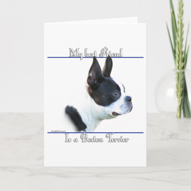 Cartes Pour Fêtes Annuelles Boston Terrier Best Friend 2 (Devant)