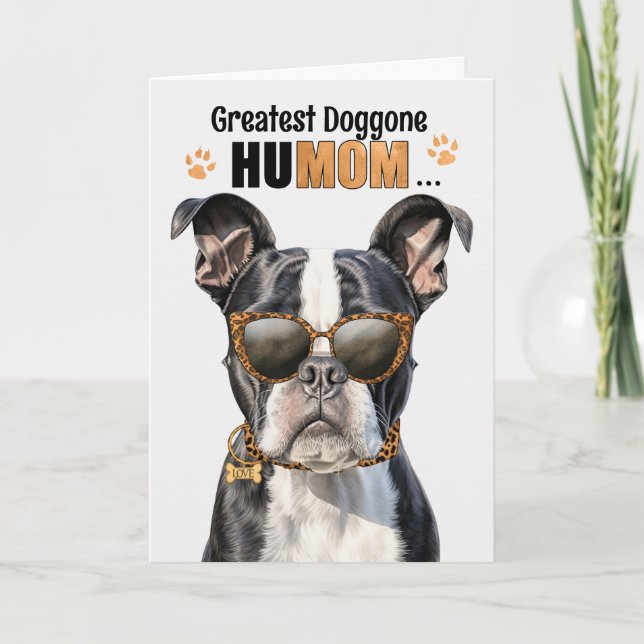 Cartes Pour Fêtes Annuelles Boston Terrier Chien plus grand HuMOM Fête des Mèr (Devant)