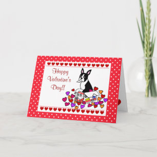 Cartes Pour Fêtes Annuelles Boston Terrier dans la bande dessinée Valentine de