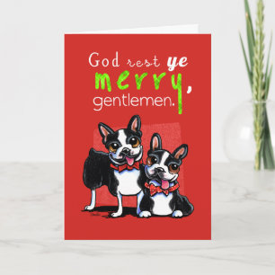 Cartes Pour Fêtes Annuelles Boston Terrier Merry Gentlemen Christmas Plaid