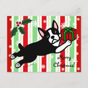 Cartes Pour Fêtes Annuelles Boston Terrier Noël 2 Cartogrammes Snowflakes