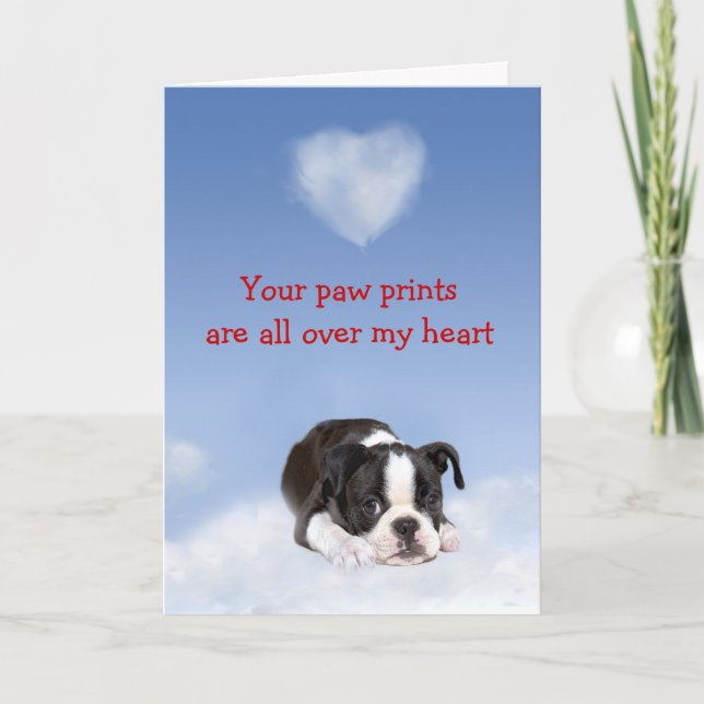 Cartes Pour Fêtes Annuelles Boston Terrier Puppy Love Card (Devant)