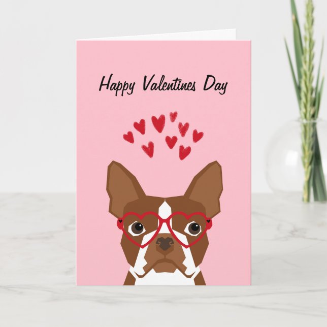 Cartes Pour Fêtes Annuelles Boston Terrier Red Valentines Love Card (Devant)