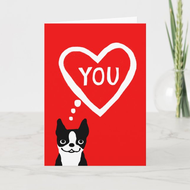 Cartes Pour Fêtes Annuelles Boston Terrier Valentine (Devant)