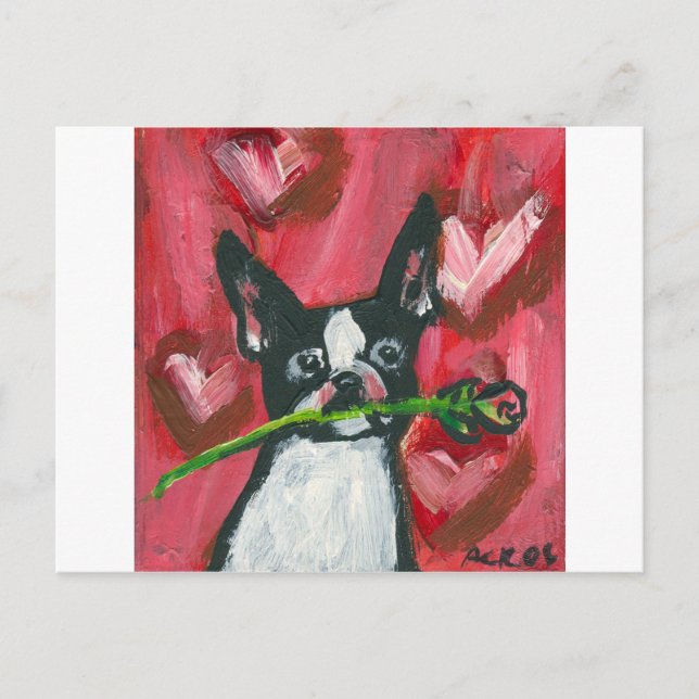 Cartes Pour Fêtes Annuelles Boston Terrier Valentine Be Mine Heart (Devant)