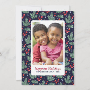 Cartes Pour Fêtes Annuelles Botanical Christmas   Colorful Holiday Photo Card
