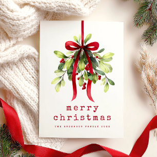Cartes Pour Fêtes Annuelles Botanical Greenery Aquarelle Joyeux Noël